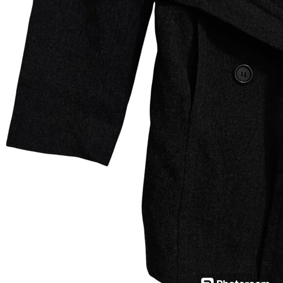 Vintage wool pea coat trench medium sz 8 dark charcoal gray double breasted - Picture 2 of 9